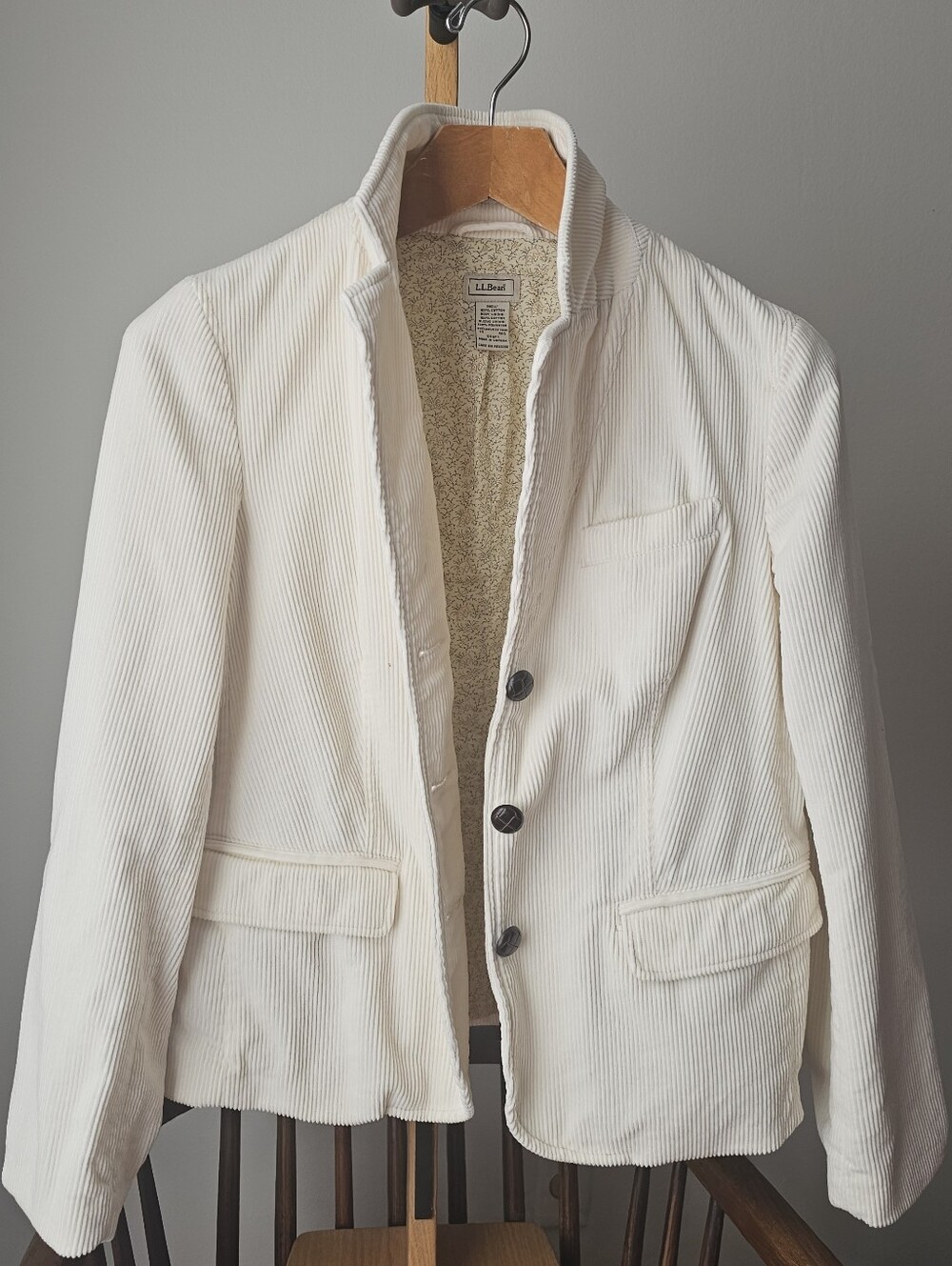 L.L. Bean Cream Corduroy Blazer Sz 14
